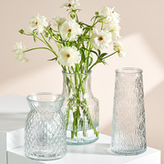 三件套网红北欧玻璃花瓶透明水养插花玫瑰百合富贵竹餐桌摆件