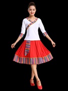 广场舞服装套装女藏族，舞蹈服表演出服春夏，民族舞练习跳舞裙子
