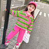 女童韩版运动套装春秋季2024儿童休闲时尚条纹卫衣两件套春装