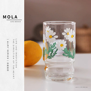 mola.mary.复古风韩国风网红款高颜值高硼硅玻璃，雏菊玻璃杯玛丽