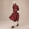htcu苏珊法式复古新年小香风外套，短款女红色秋冬呢子格纹套装裙