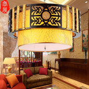 现代金色中式吊灯简约客厅，灯具餐厅灯书房，吊灯木艺灯具羊皮灯灯饰