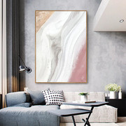 手绘抽象油画客厅现代简约暖色调抽象背景美式北欧单联巨幅装饰画