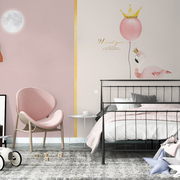 墙纸儿童房女孩卧室壁纸现代简约壁布粉色墙布定制壁画床头背景墙
