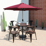 定制带室外伞防晒露咖啡厅天椅花园休闲塑木户外遮阳伞桌椅组合桌