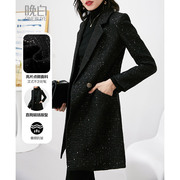 晚白秋冬韩版洋气时尚，高级感职业风衣，气质黑色西装外套女长款