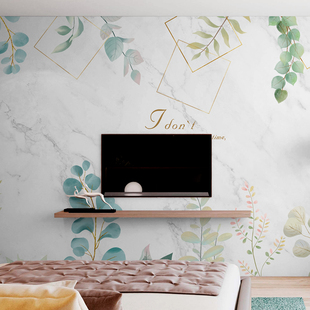 电视背景墙壁纸壁画北欧风格卧室热带雨林壁布植物墙纸墙布背景墙