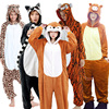 成人卡通动物表演非洲狐獴野猪豹纹熊老虎扮演连体睡衣派对人偶服
