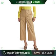 香港直邮潮奢 Lauren Ralph Lauren 女士 褶裥棉质斜纹布七分裤