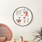 新中式风格圆形事事，如意纯手工苏绣刺绣，画玄关走廊过道客厅装饰画