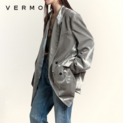 VERMO “风格印记” 男女同款 复古人丝丝绒驳领 垫肩修长西装