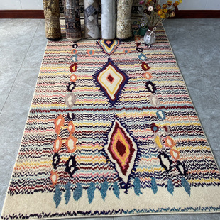 摩洛哥北欧现代家用地毯，茶几毯仿羊绒，加厚隔音客厅茶几毯防滑卧室