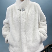 冬季女士妈妈装欧貂绒短款轻奢加厚保暖貂皮，大衣毛毛外套宽松