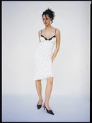 澳洲小众Real系列24里外真丝斜裁吊带波点修身显瘦气质连衣裙