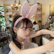 儿童演出女童兔子发卡发箍可爱蝴蝶结头饰小女孩兔耳朵头箍夏季