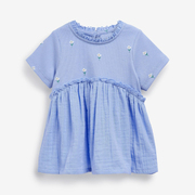 女童韩版拼接短袖t恤宝宝立领，衬衫儿童碎花，夏装中小童宽松娃娃衫8