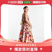 香港直邮潮奢asos女士skater设计吊带中长复古花朵背心裙(bold