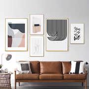 现代简约客厅沙发背景墙抽象装饰画轻奢挂画北欧风格组合五联壁画