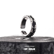 1stxulie原创纯银戒指小众设计冷淡风暗黑设计情侣，开口女食指戒指