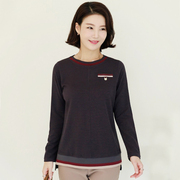 韩国秋季中年女装长袖T恤圆领休闲时尚直筒妈妈装上衣TBC5027