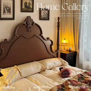 乡村复古美式床实木床，1.5米1.8m双人大床法式轻奢婚床主卧室家具