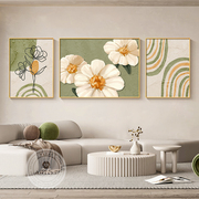 客厅沙发背景墙装饰画北欧花卉三联画现代简约壁画抽象侘寂风挂画