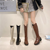 黑色长靴靴女靴子2024韩版高跟靴长筒靴，显瘦棕色高筒靴骑士靴