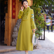 羊绒大衣女冬季旗袍外套高贵气质新中式国风刺绣复古高端毛呢风衣