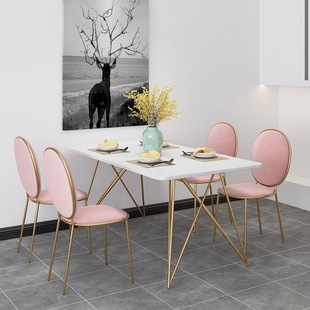 北欧ins大理石餐桌长方形轻奢餐桌椅，组合现代简约小户型家用饭桌