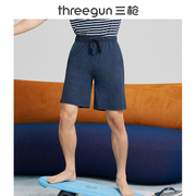 三沙滩裤男夏季薄款中腰五分休闲裤简约素色宽松弹力针织大短裤