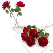 绒布红色玫瑰仿真花绢花婚庆，婚礼花墙瀑布，装饰假花仿真玫瑰花