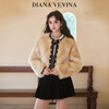 DIANA VEVINA米棕色拼接pu皮草外套秋冬假两件显贵气外套23AW