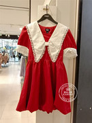 OL国内红色黑色蕾丝娃娃领连衣裙女 121307046 121407070