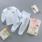 儿童三层夹棉高腰护肚套装，2024宝宝保暖内衣，套装婴儿加厚衣服