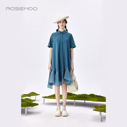容子木rosemoo商场同款轻薄针织短袖拼接连衣裙rmt1lc420d
