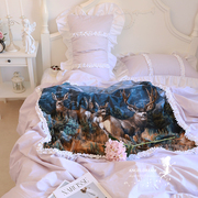 法式欧美原始牧园｜少女紫色全棉太阳花AG床上用品被套床裙件套