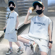 男童夏季背心套装韩版中大儿童无袖T恤短裤洋气两件套薄款运动服