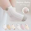 新生婴儿袜子0到3个月，夏季纯棉超薄透气防臭男女童宝宝无骨中筒袜