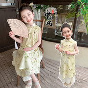 女童旗袍连衣裙两件套夏装，2024儿童小女孩气质中国风裙子夏季