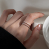 巷南925纯银双层戒指，女素圈食指戒小众，设计感指环叠戴开口戒