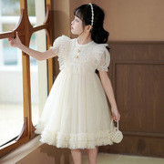 女童连衣裙夏季泡泡袖蕾丝公主裙儿童装表演出礼服蓬蓬纱裙子