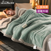 毛毯被子珊瑚绒冬季加厚单人，双人午睡毯子，空调法兰绒盖毯铺床上用