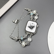 水晶串珠款适用applewatch金属表带，s78手链款苹果手表表带iwatc