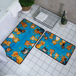 卡通猫咪地垫浴室防滑垫，地毯门垫进门卧室卫生间，家用门口吸水脚垫