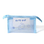网纱猫咪手提式笔袋可爱动物，透明文件袋学生，文具收纳袋可刻印logo