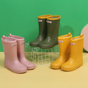 日本儿童雨鞋防滑男童雨靴小孩冬季棉套保暖水鞋中筒女童胶鞋
