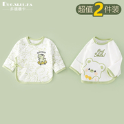 2件装初生婴儿衣服春秋季半背衣纯棉，和尚服宝宝秋装上衣卡通内衣