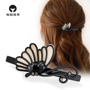 气质发夹女成人发卡弹簧夹后脑勺顶夹优雅蝴蝶头发饰一字夹送妈妈