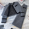 灰色小香风羽绒服套装女冬季2023高端羊毛短外套半身裙两件套