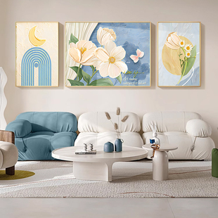 客厅沙发背景墙装饰画奶油风郁金香卧室三联墙壁挂画现代简约壁画